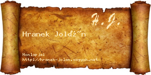 Hranek Jolán névjegykártya